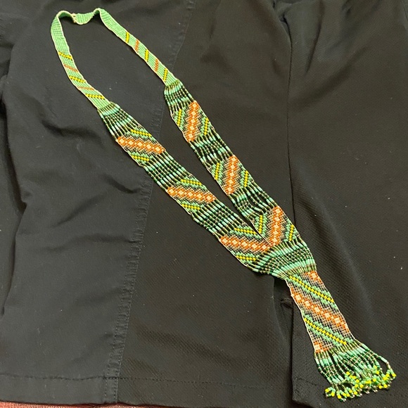 Jewelry - Handcrafted Beaded Ukrainian Necklace - Green and Orange